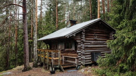 The wilderness cabin Oravankolo in summer