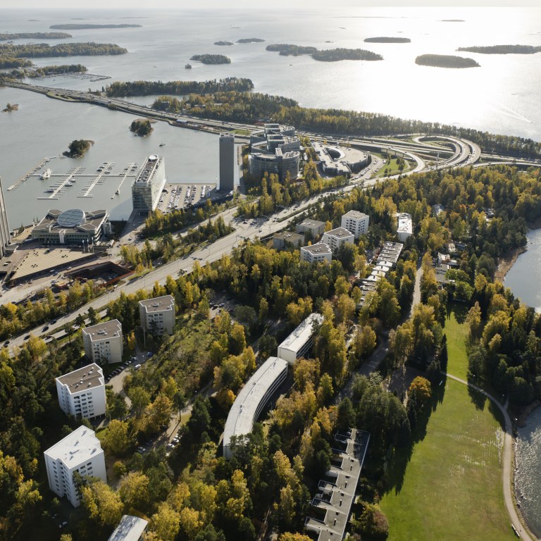 Keilaniemi pictured from above on a sunny day