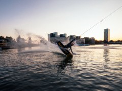 A man wakeboarding at Laguuni Water Sport Centre