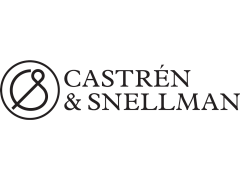 Castren & Snellman written on black on a white background