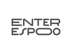 Logo on which Enter Espoo is written in black on white background